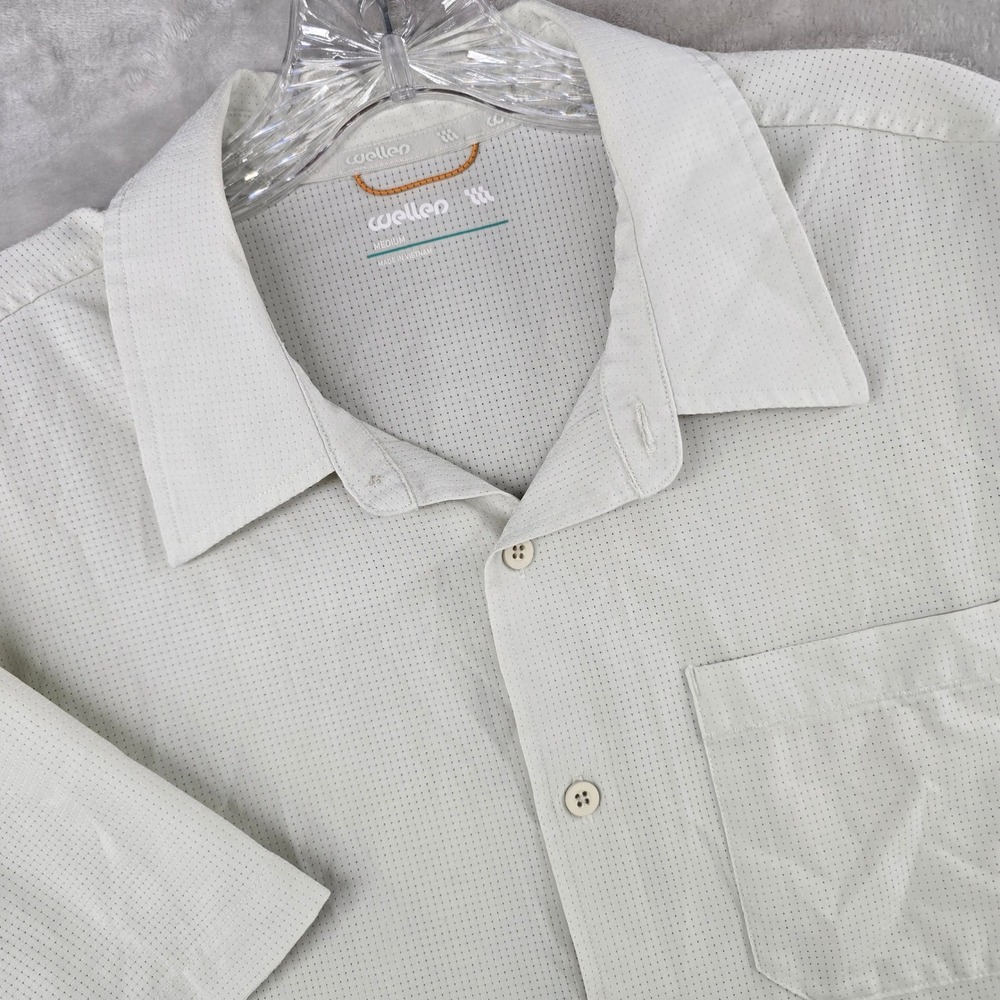 HUCKBERRY Wellen Button Down Shirt Mens Medium Perforated Short Sleeve